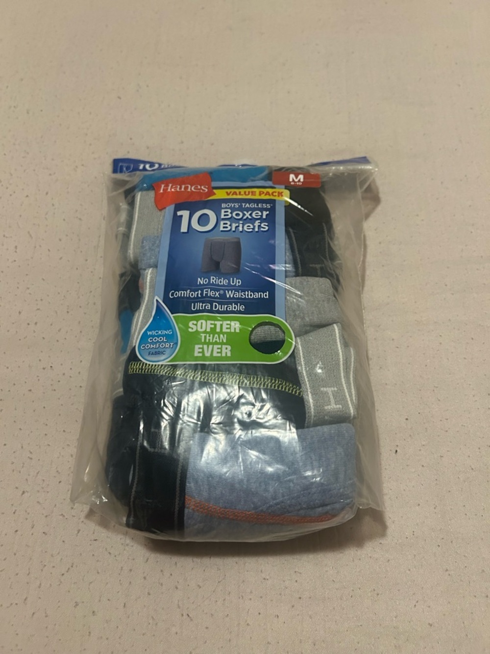 Hanes Boys' Tagless Boxer Briefs Pack - Blue, Black, Gray